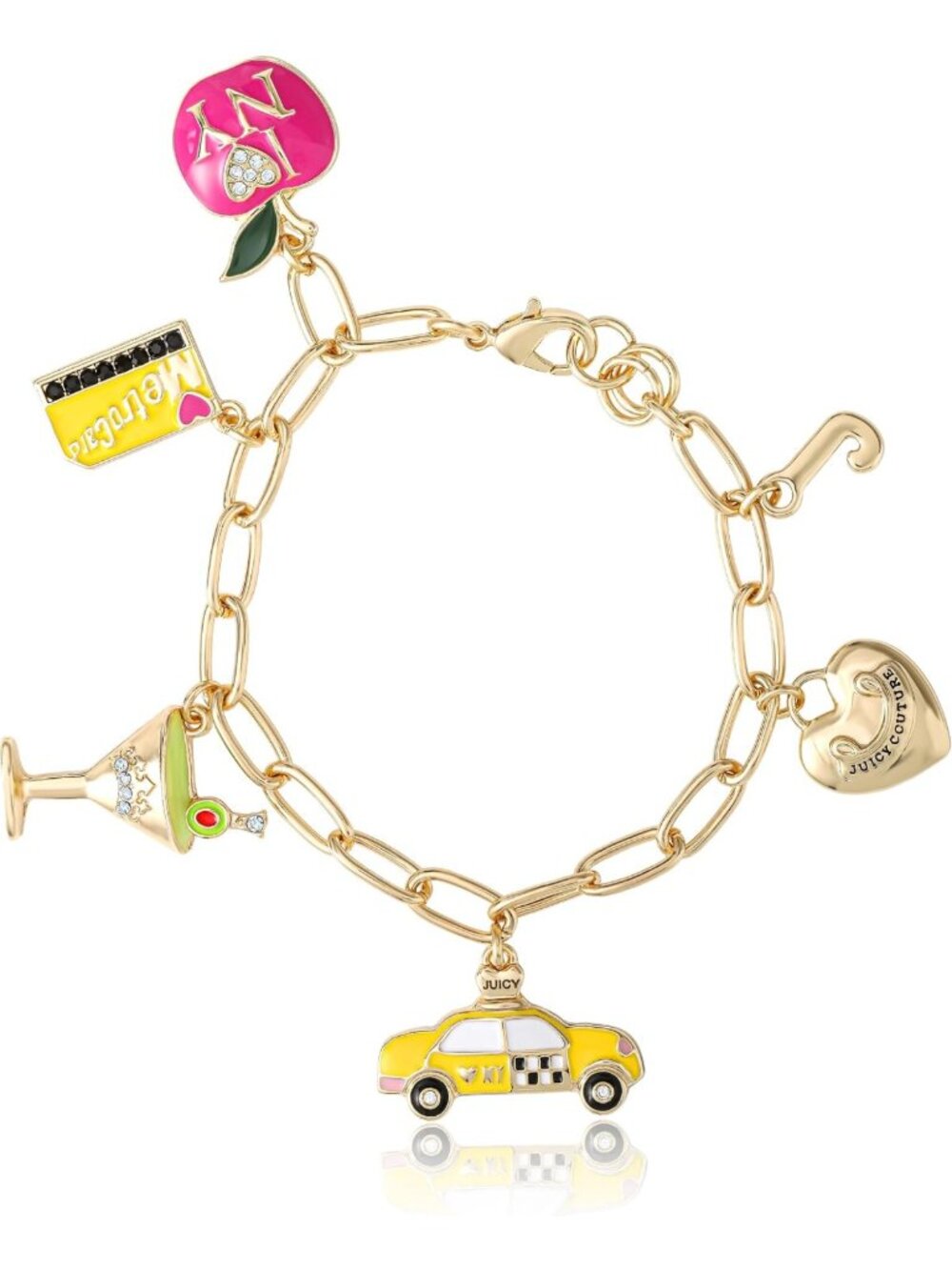 Chic Gold-Tone Chunky Charm Bracelet for Women, 7.5" Adjustable Fashion Jewelry
